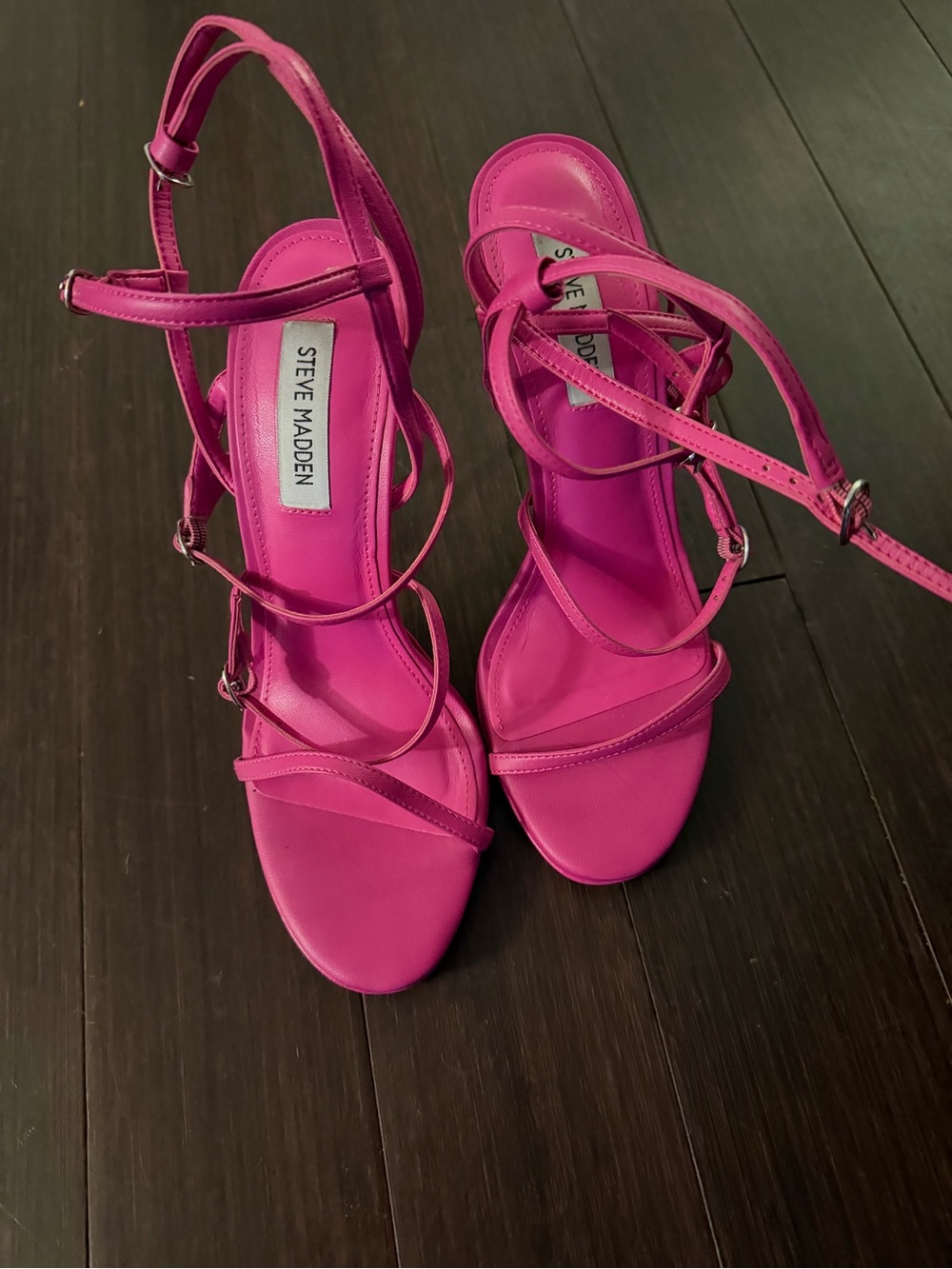 Steve Madden Hot Pink Multi-Strap Stiletto Sandals - Picture 2 of 8